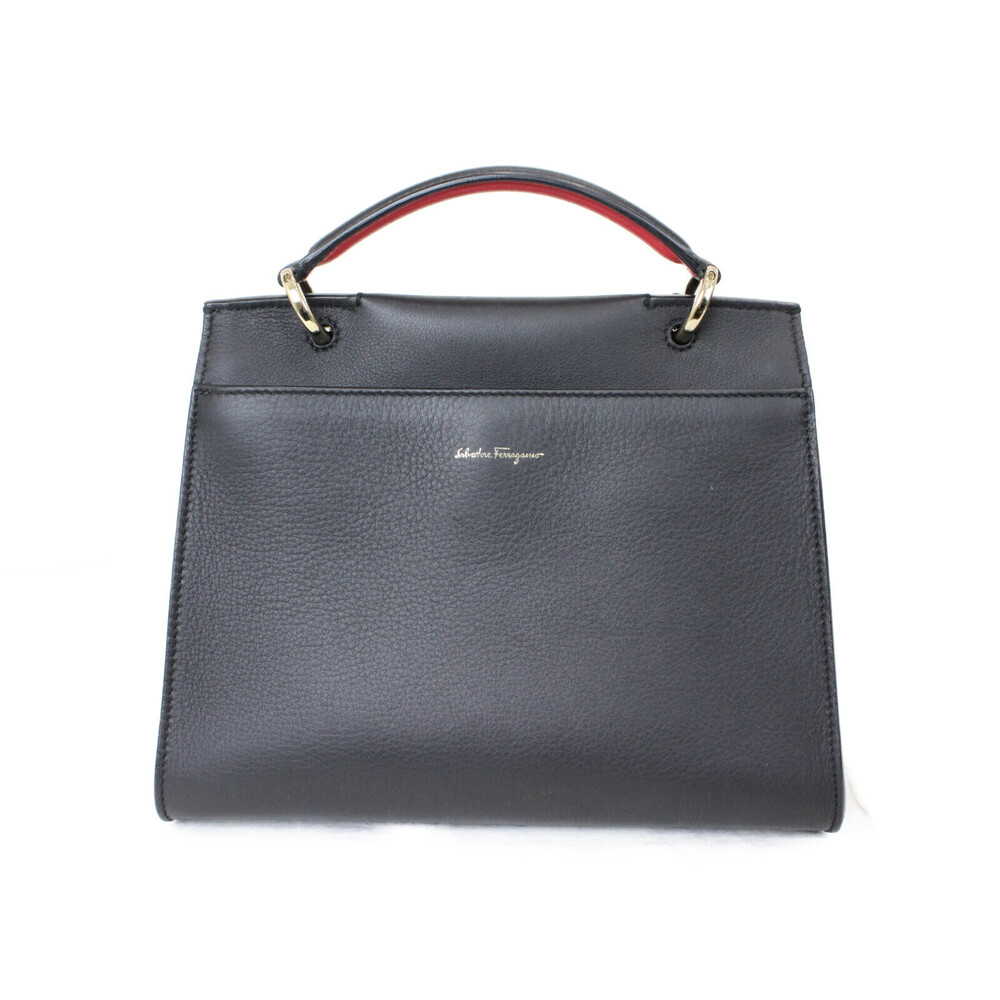 Salvatore Ferragamo handbag black bag shoulder Bolsa leather Tote